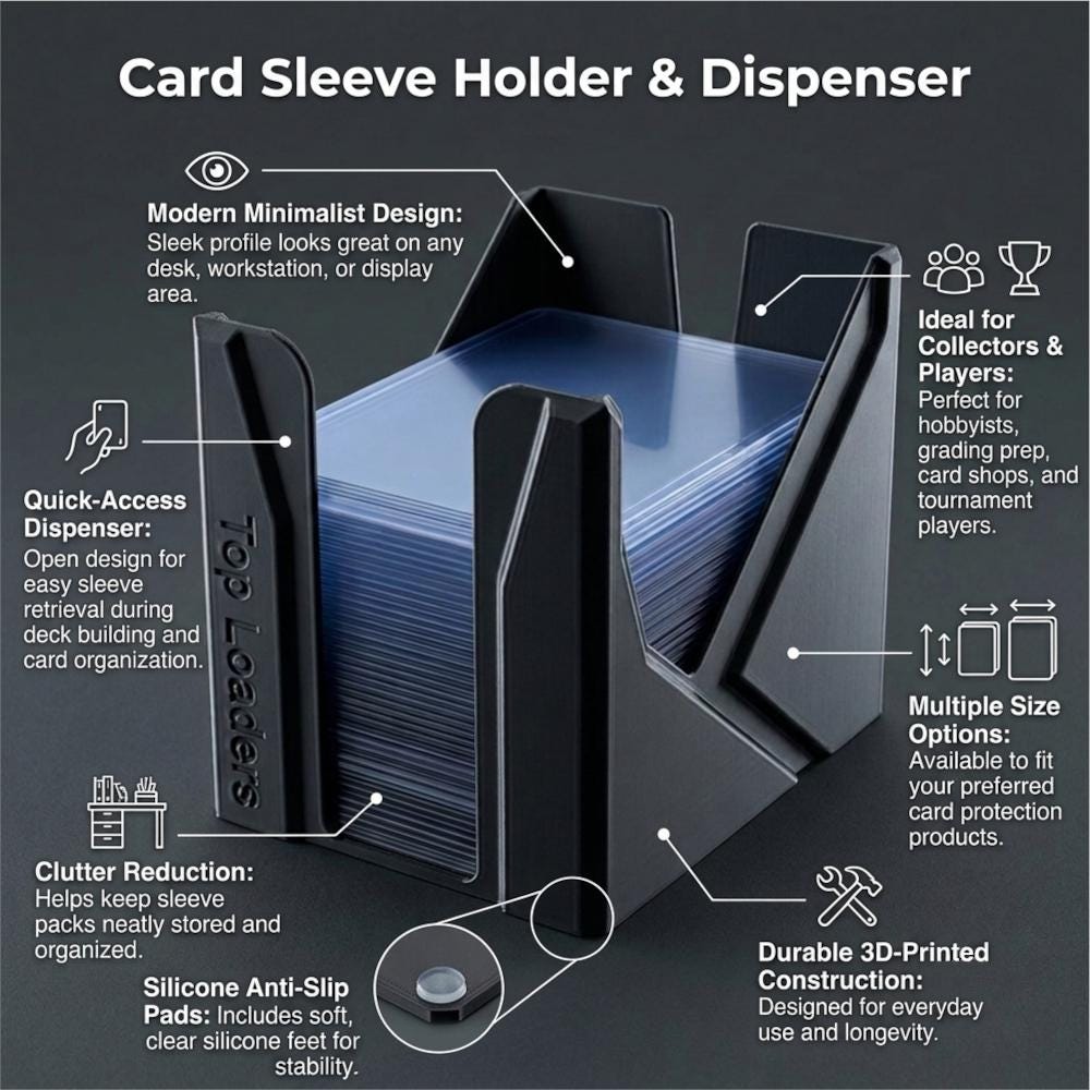 Card Sleeve Holder & Dispenser - Open Design