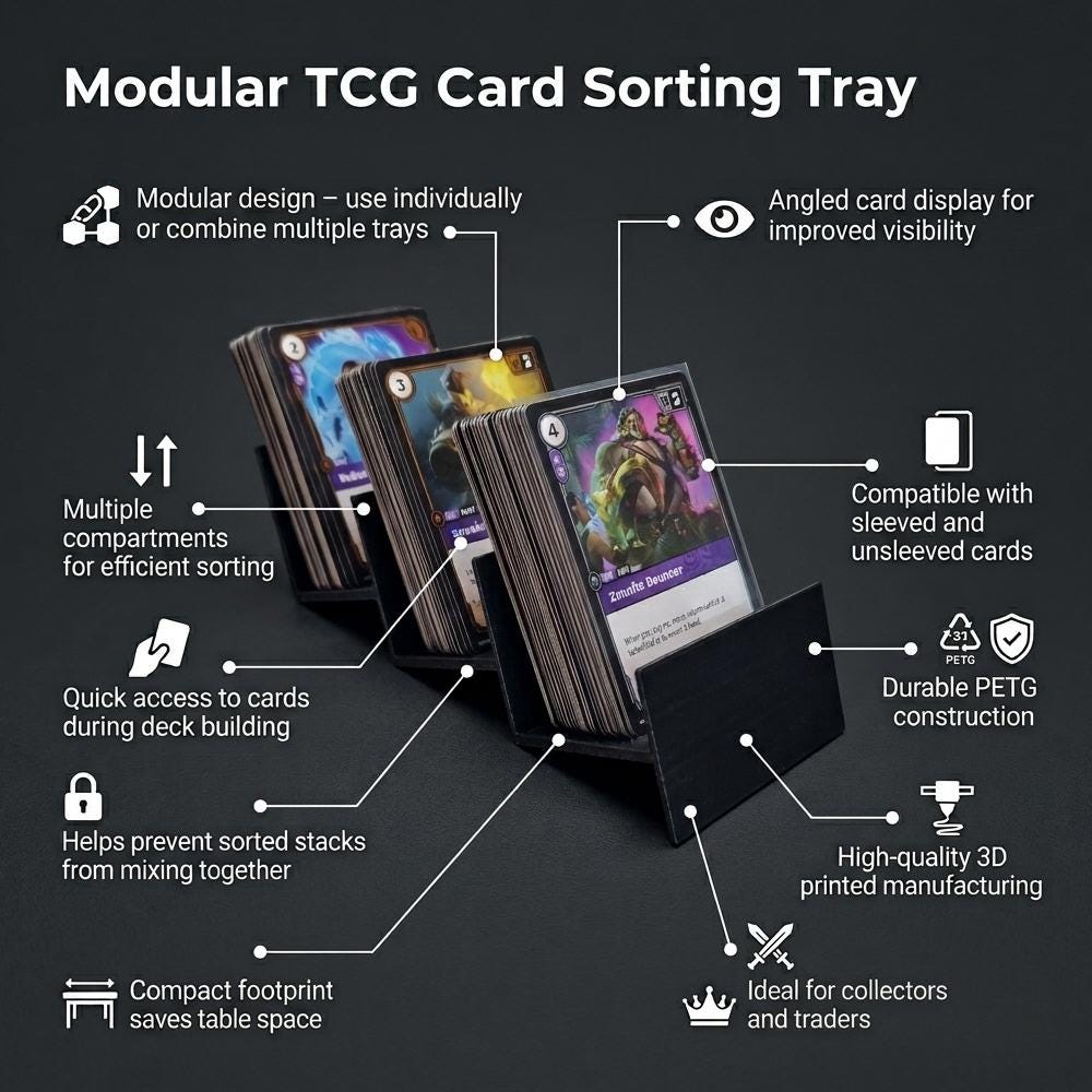 Modular TCG Card Sorting Tray - Deck Building Organizer