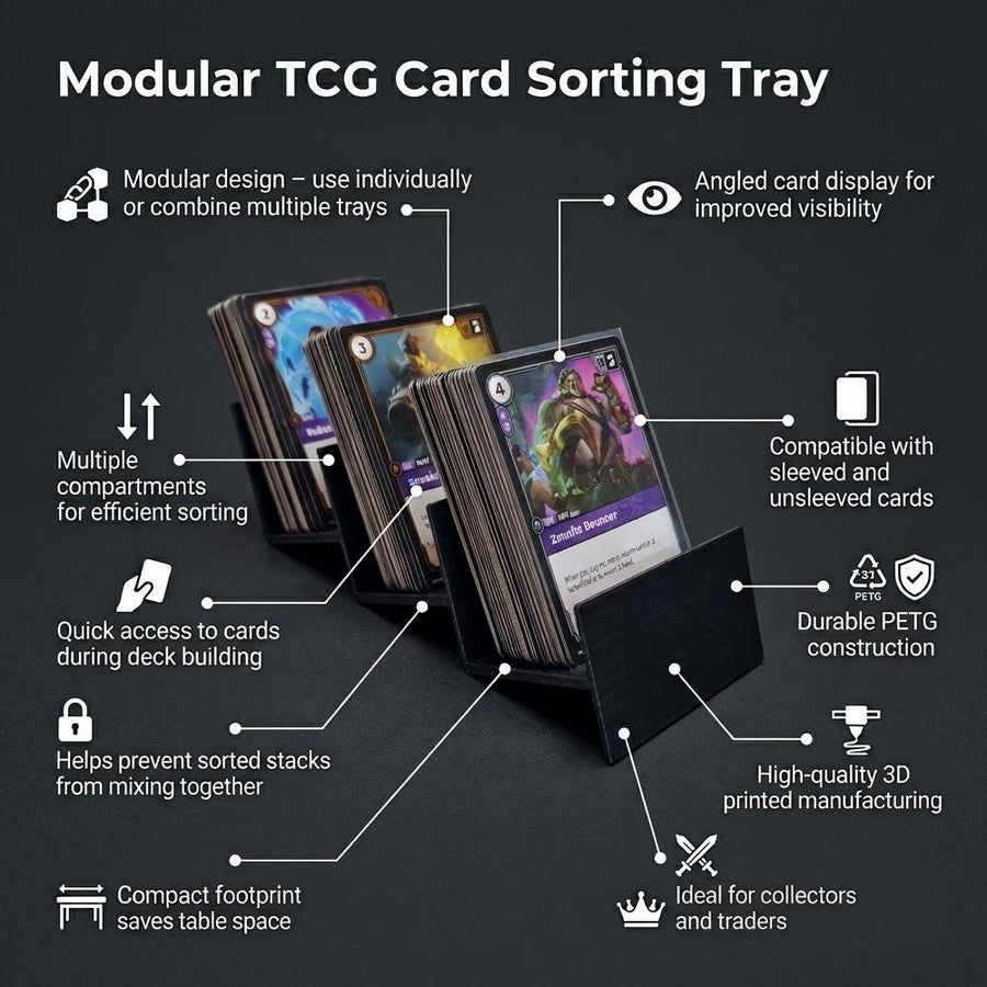Modular TCG Card Sorting Tray - Deck Building Organizer